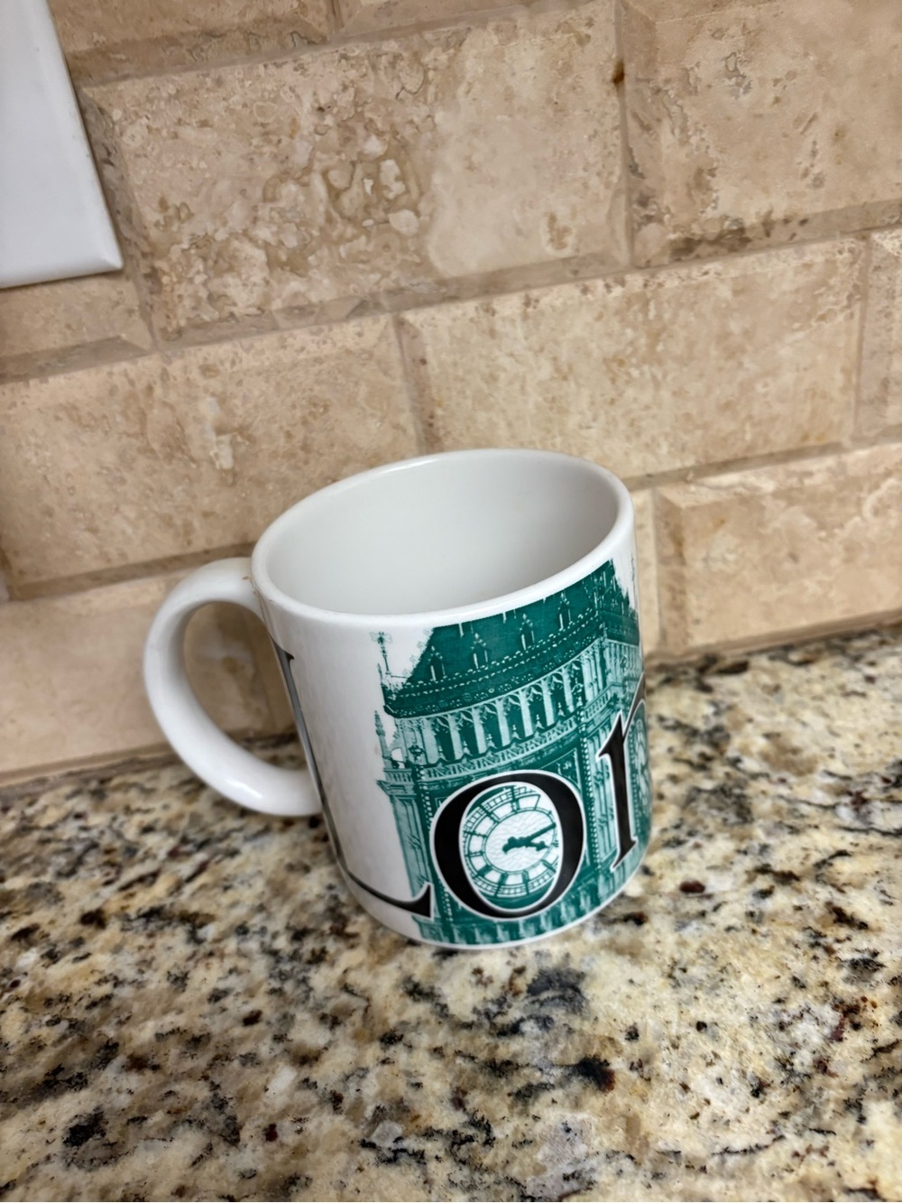 Starbucks White Mug with Green London Clock Artwork